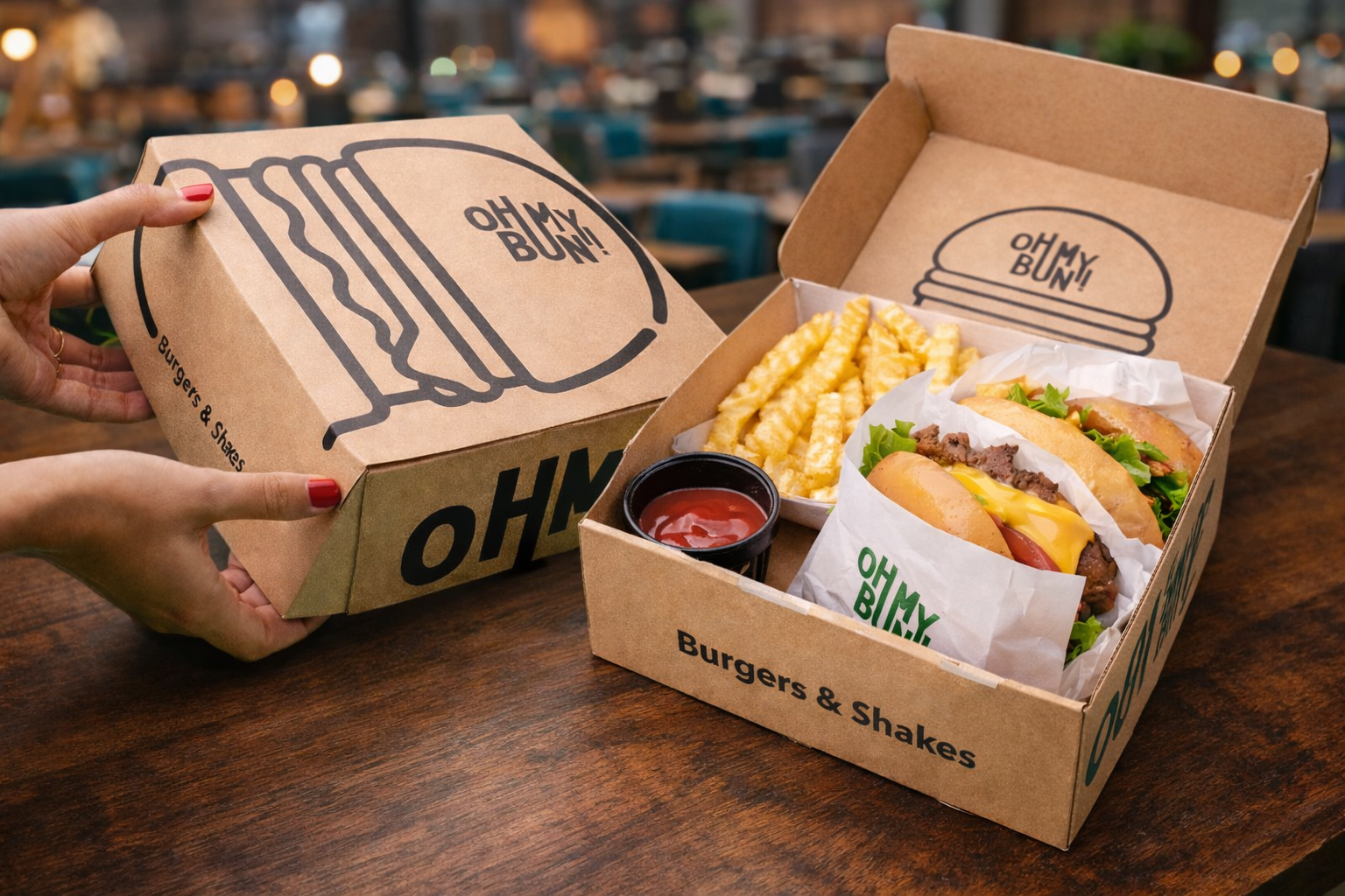 Packaging Oh My Bun take away